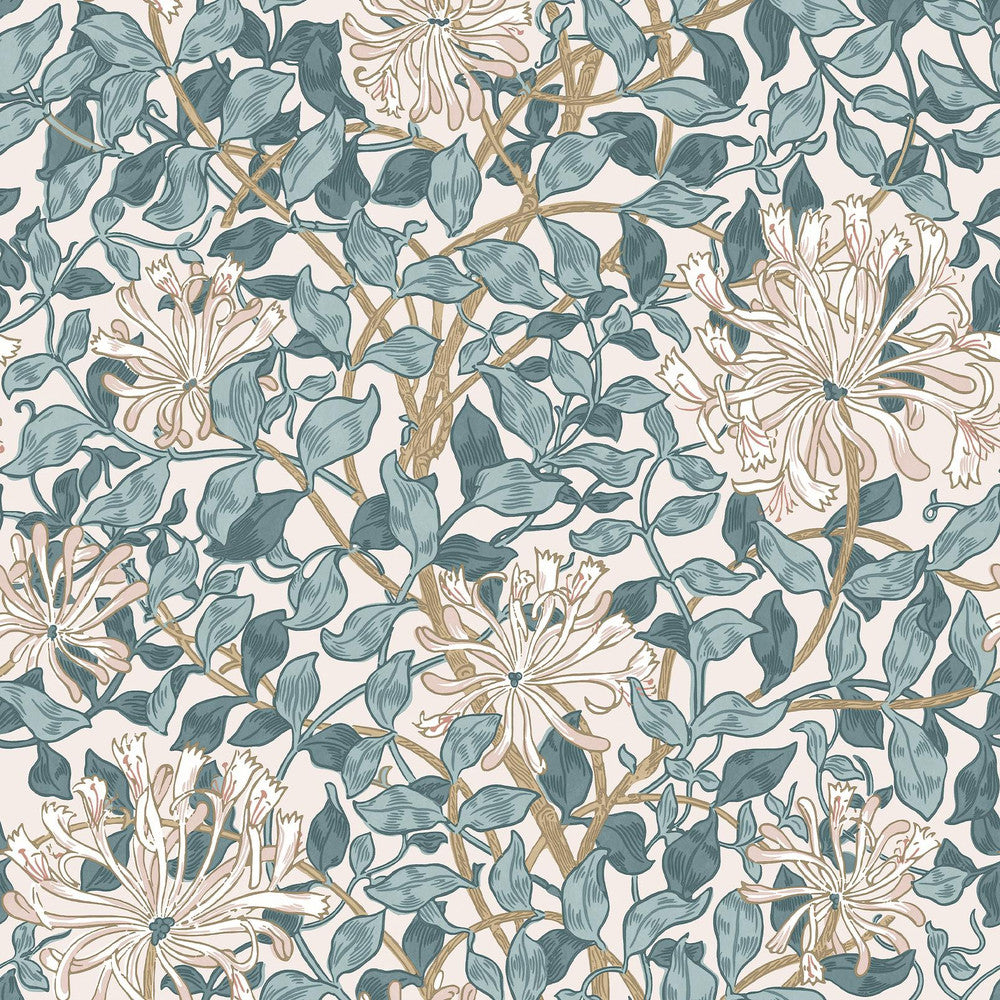 140483 - Honeysuckle Wallpaper - Dusk Blue - William Morris