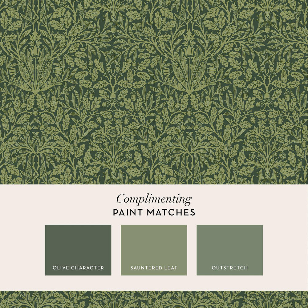 140490 - Acorn Wallpaper - Garden Green - William Morris