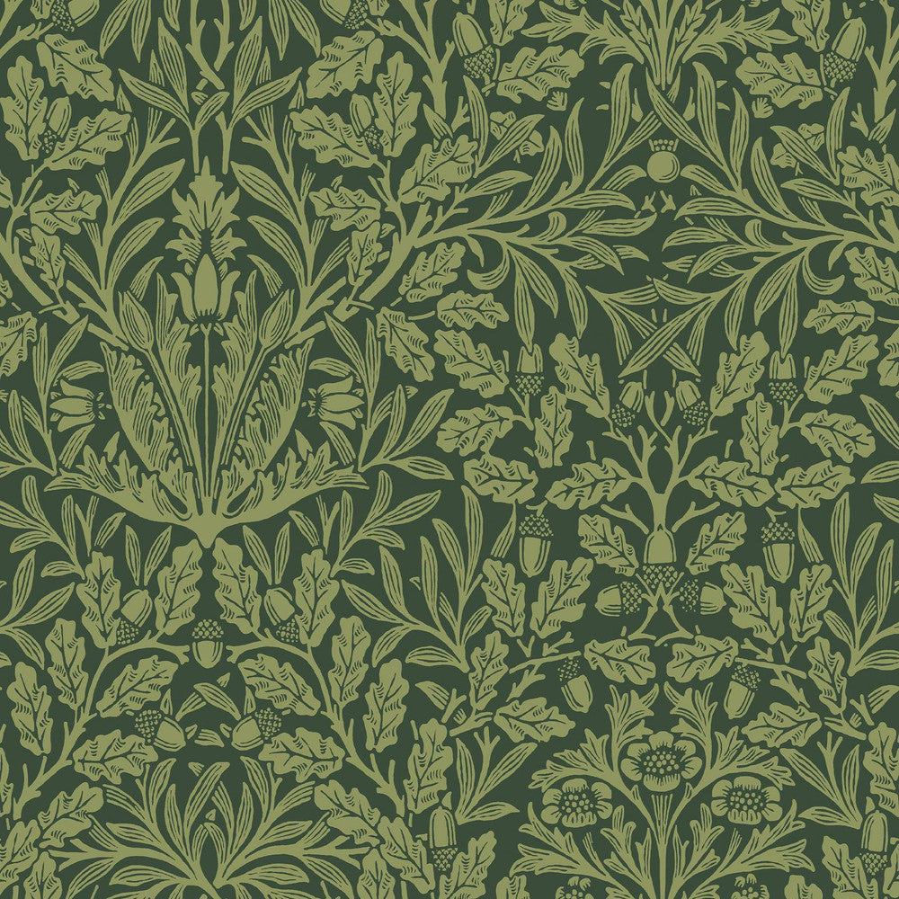 140490 - Acorn Wallpaper - Garden Green - William Morris