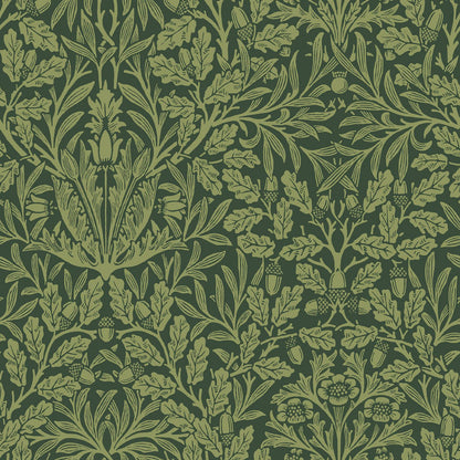 140490 - Acorn Wallpaper - Garden Green - William Morris