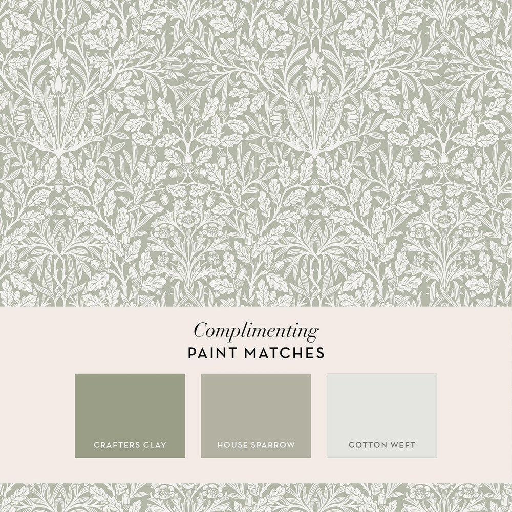 140492 - Acorn Wallpaper - Sage - William Morris