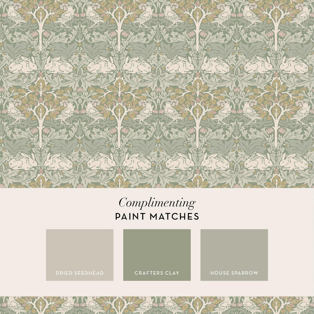 140500 - Brother Rabbit Wallpaper - Sage - William Morris