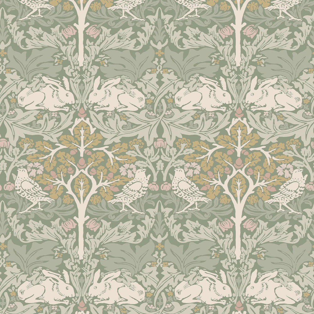140500 - Brother Rabbit Wallpaper - Sage - William Morris