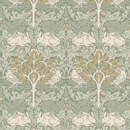 140500 - Brother Rabbit Wallpaper - Sage - William Morris