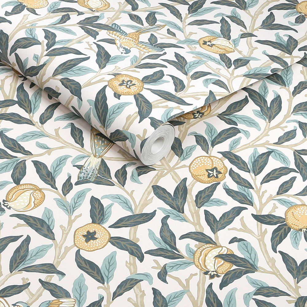 140501 - Bird & Pomegranate Wallpaper - Cloudy Blues - William Morris