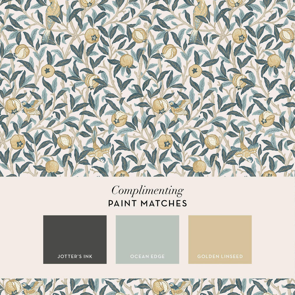 140501 - Bird & Pomegranate Wallpaper - Cloudy Blues - William Morris