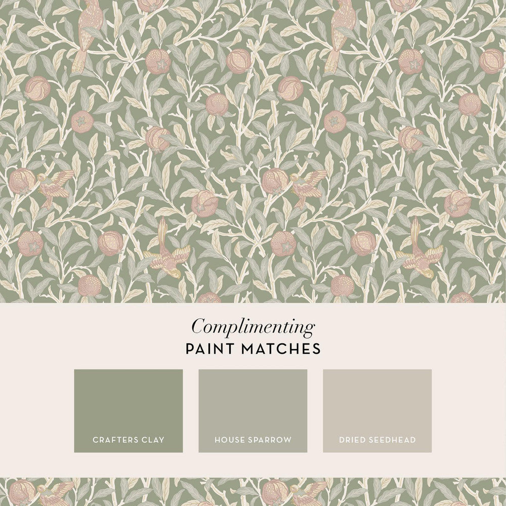140502 - Bird & Pomegranate Wallpaper - Rose Garden - William Morris