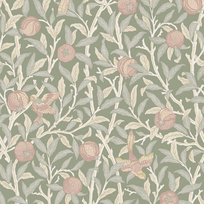 140502 - Bird & Pomegranate Wallpaper - Rose Garden - William Morris