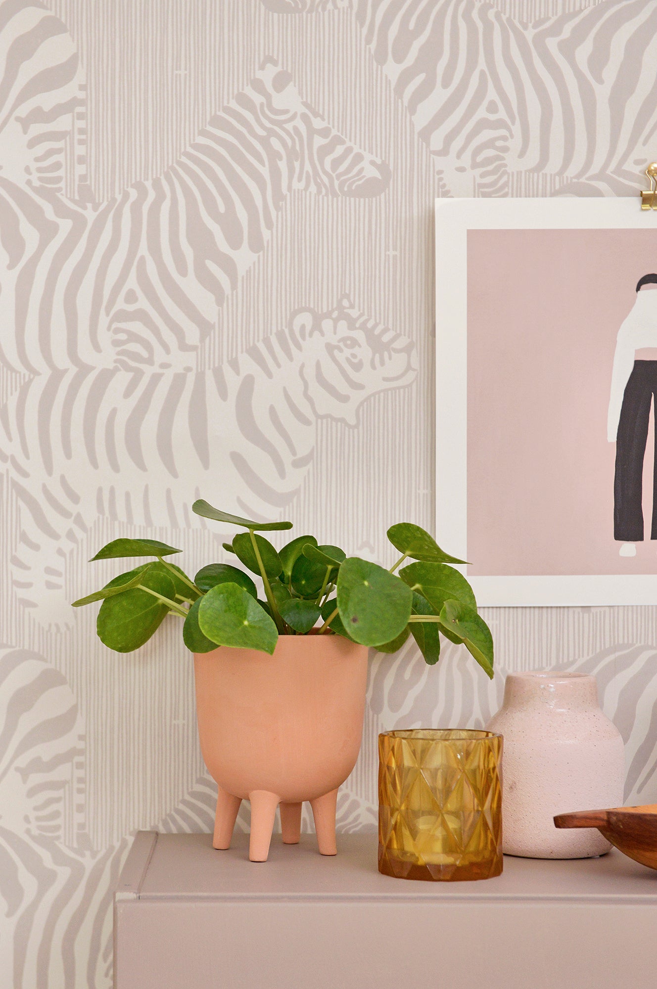 Safari Stripes Warm Grey Wallpaper - Majvillan