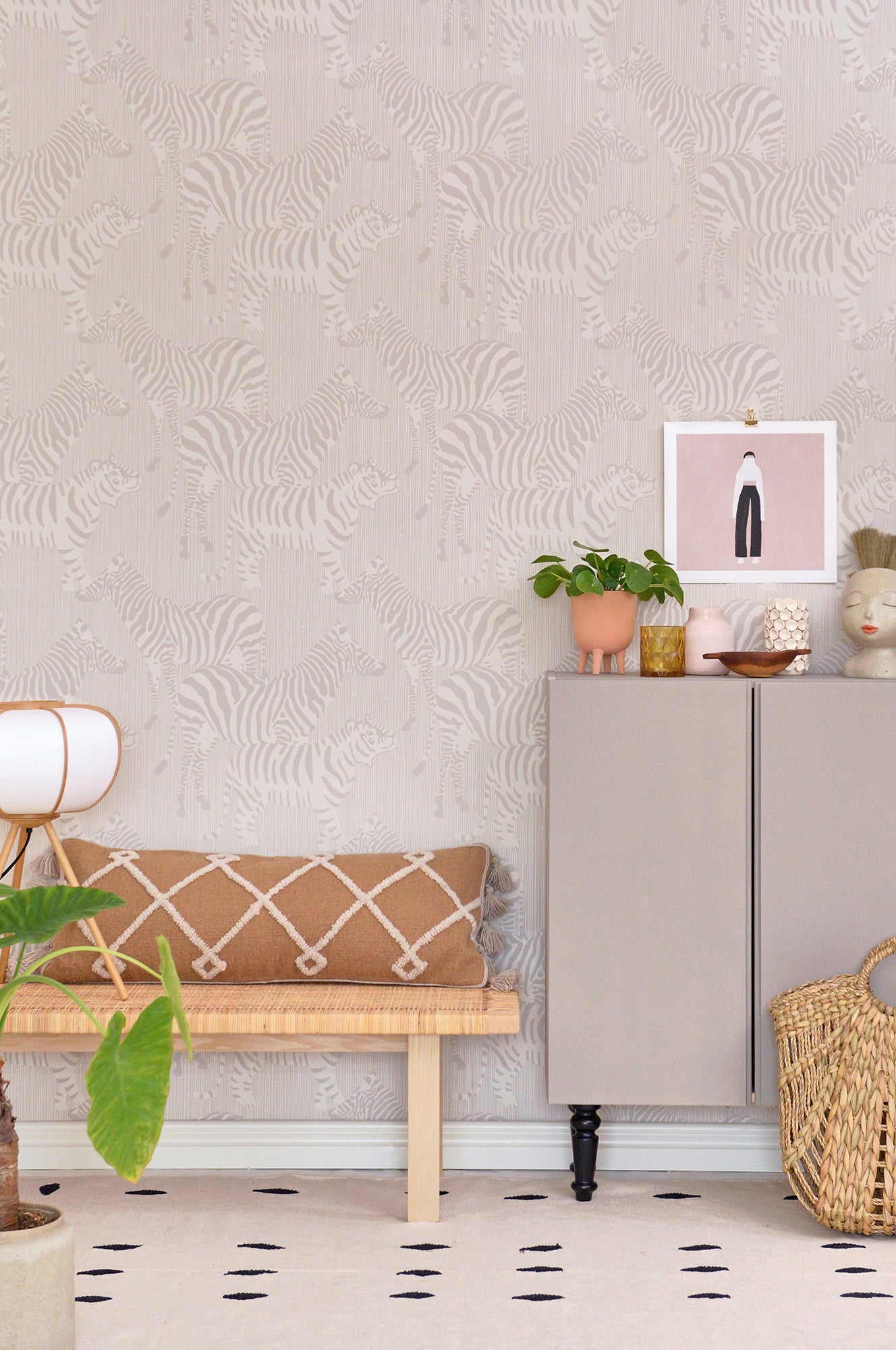Safari Stripes Warm Grey Wallpaper - Majvillan