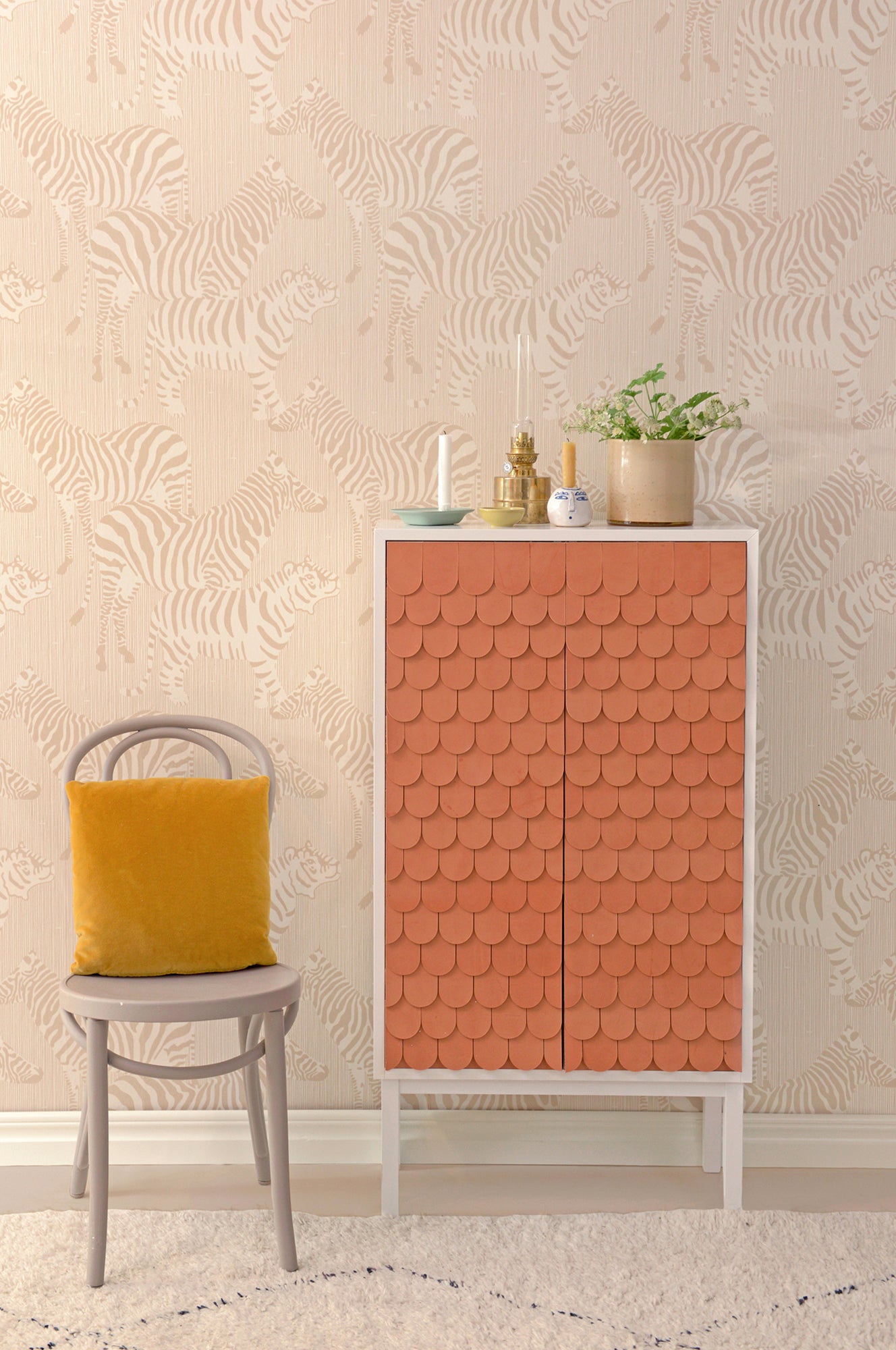 Safari Stripes Dusty Beige Wallpaper - Majvillan