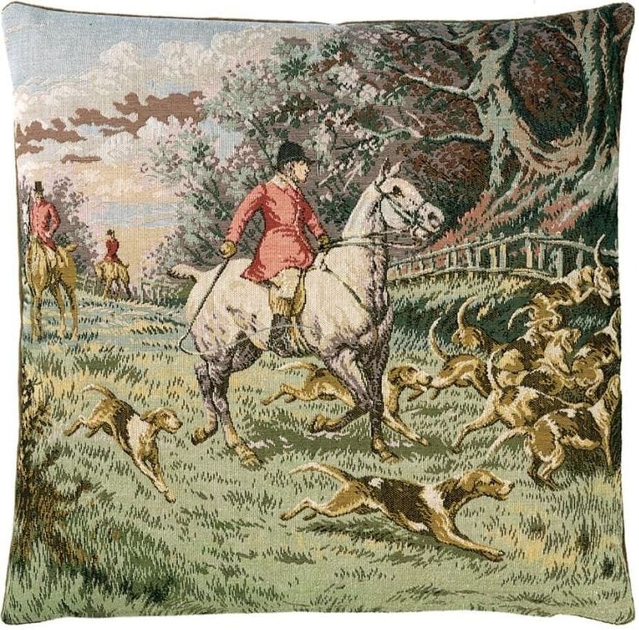 Horse & Hounds Tapestry Cushion with Feather Filler 
