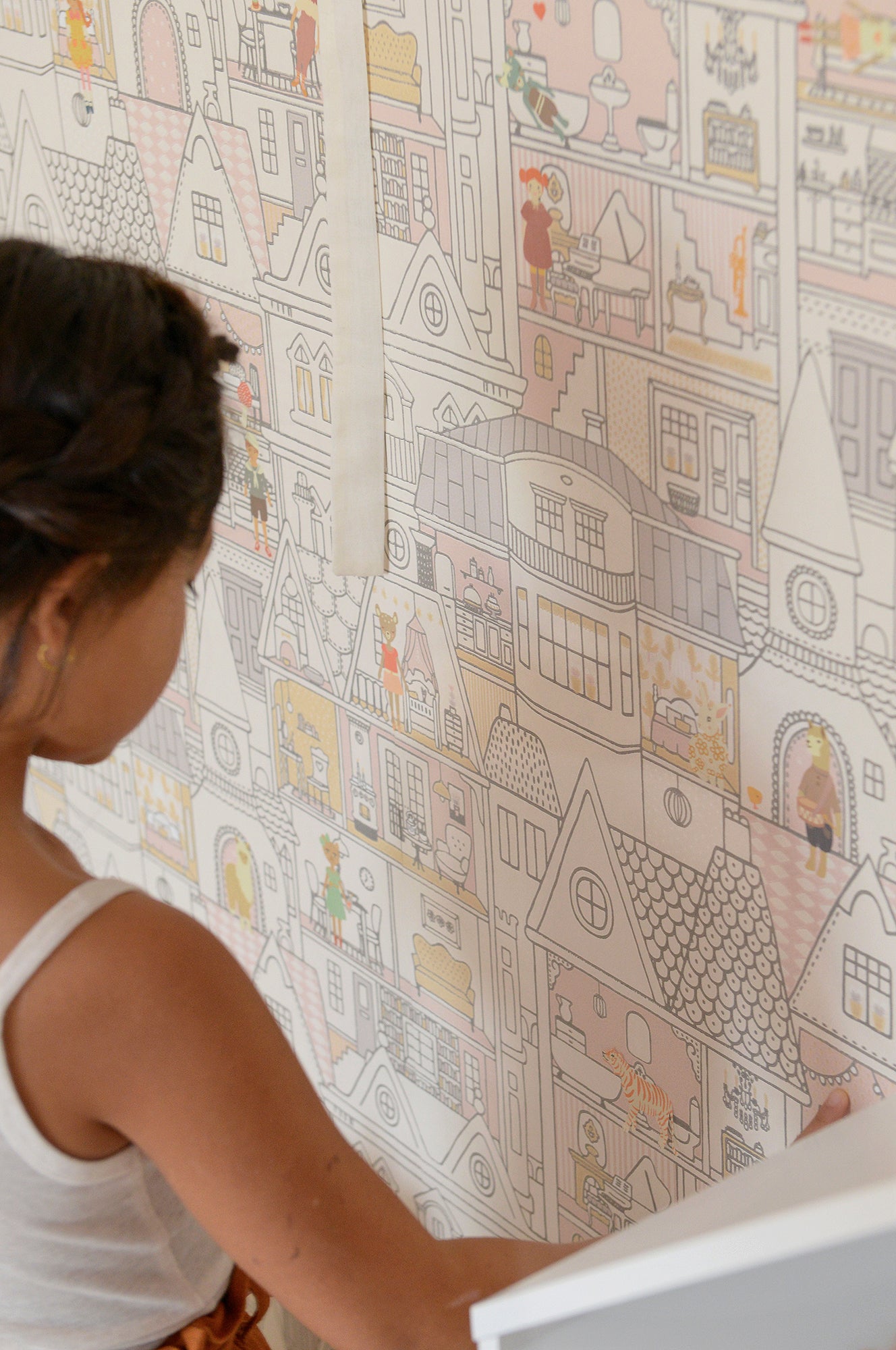 Dollhouse Soft Wool White Wallpaper - Majvillan