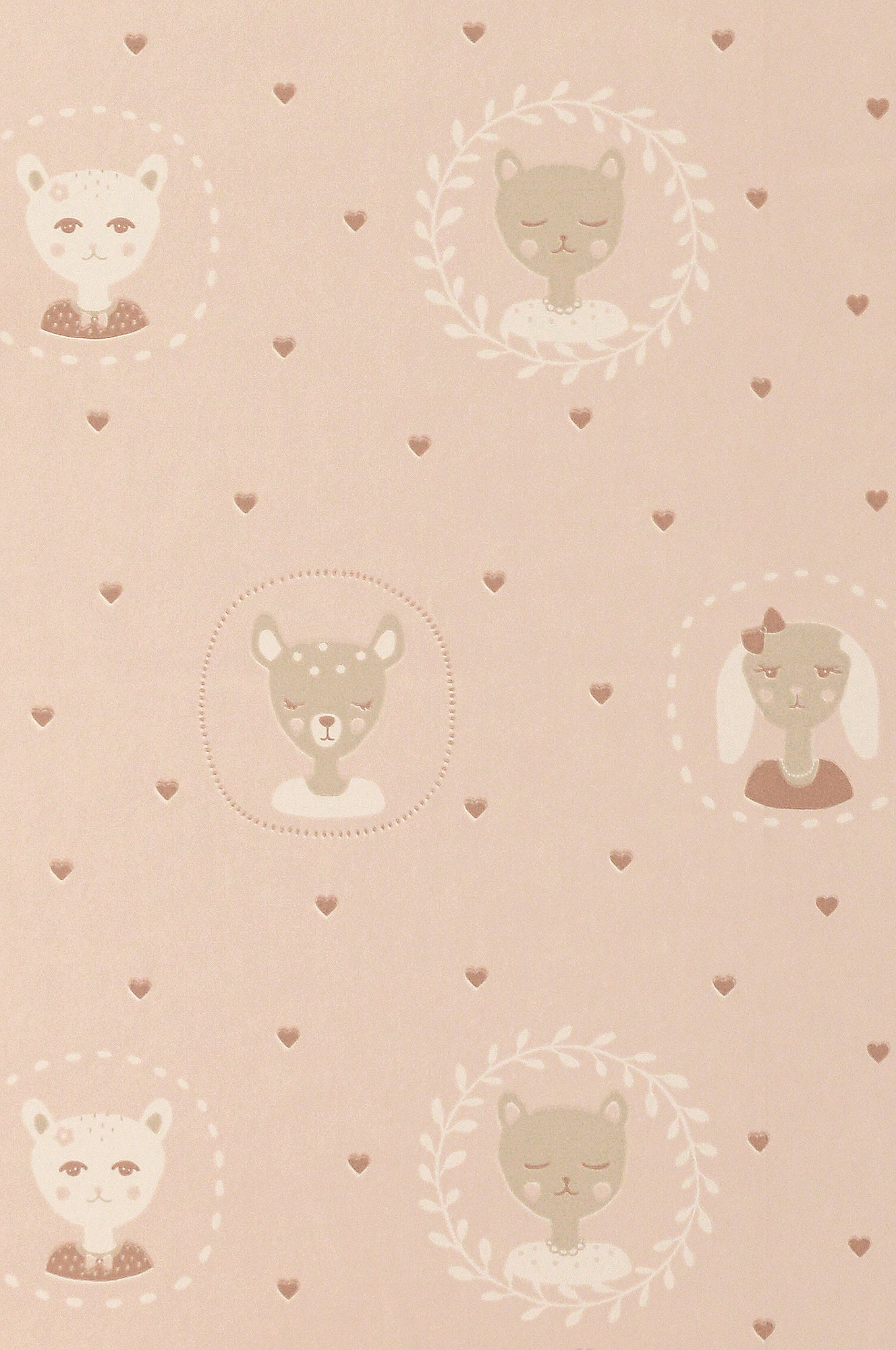 Hearts Dusty Warm Pink Wallpaper - Majvillan