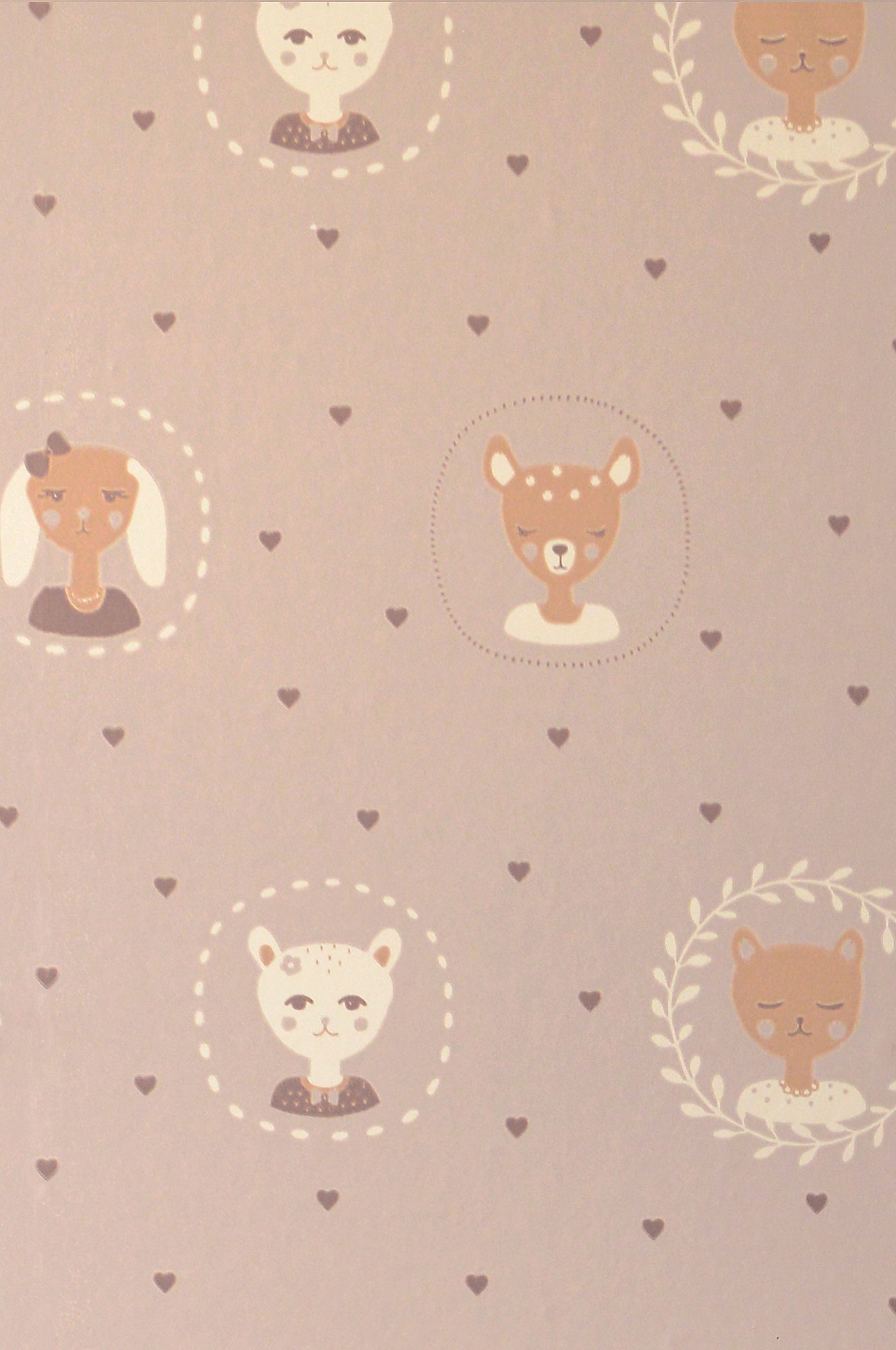Hearts Dusty Warm Lilac Wallpaper - Majvillan