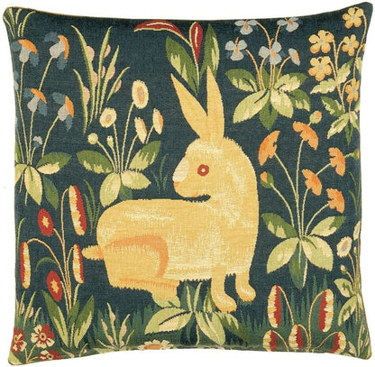 Rabbit Tapestry Cushion with Feather Filler 