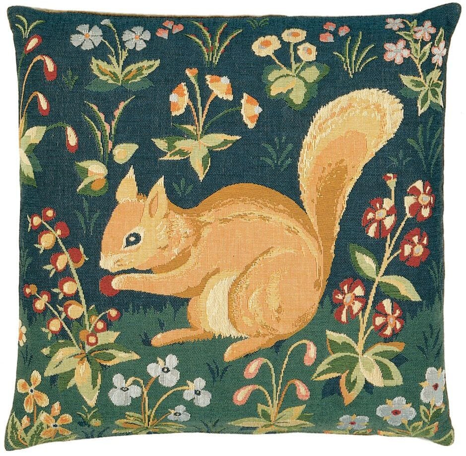 Squirrel Tapestry Cushion with Feather Filler 