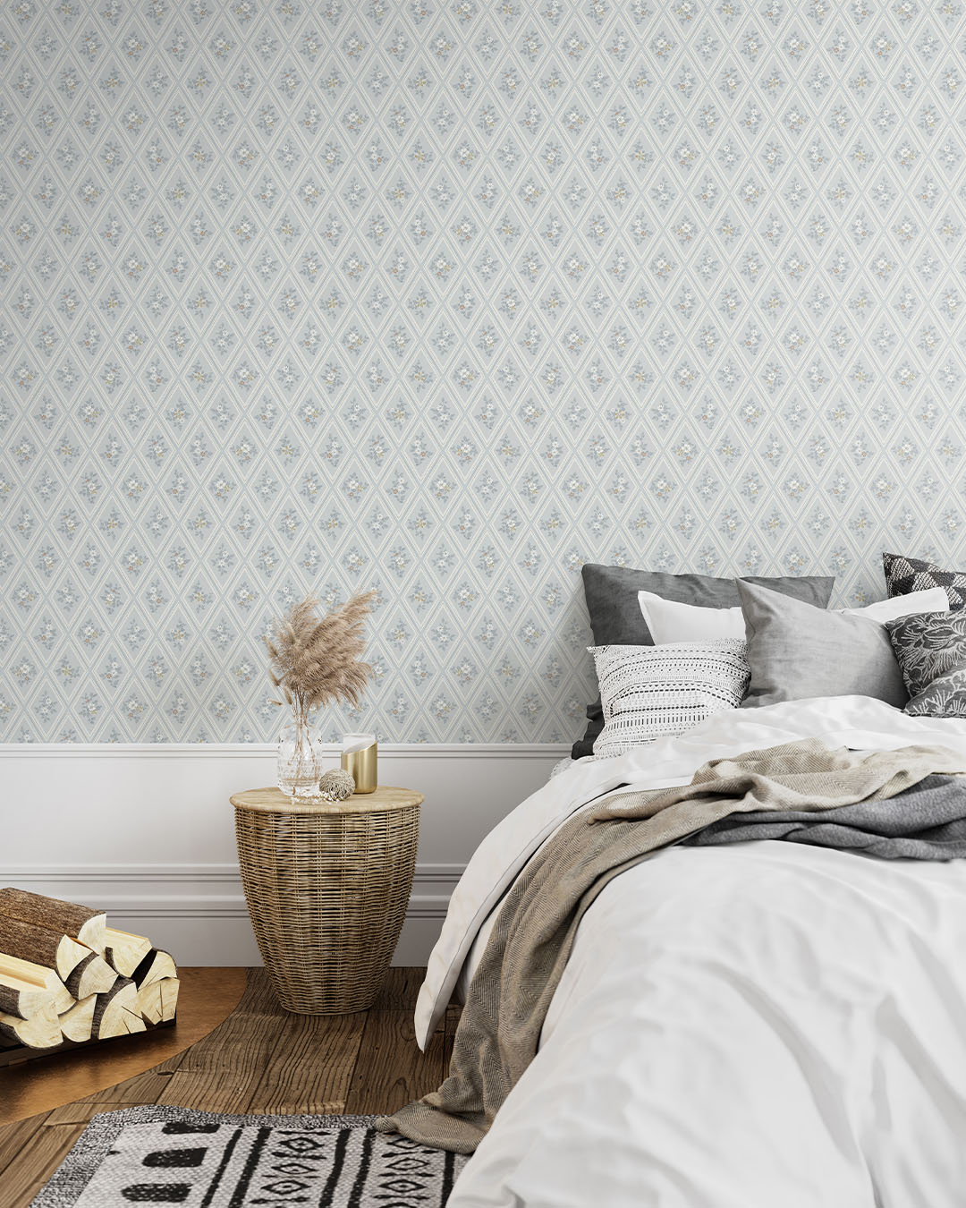 16016 - Trellis Wallpaper - Blue - Midbec