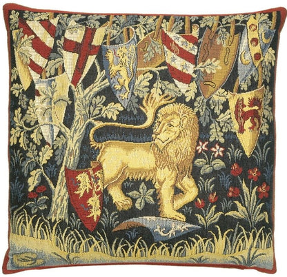 King Arthur Lion Tapestry Cushion with Feather Filler 