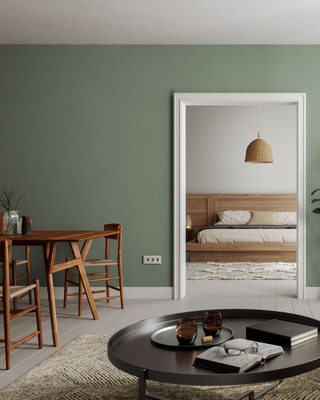 17219 - Tallbarr Wallpaper - Dark Gray/Green - Midbec