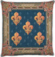 Fleur de Lys-Blue Tapestry Cushion with Feather Filler 