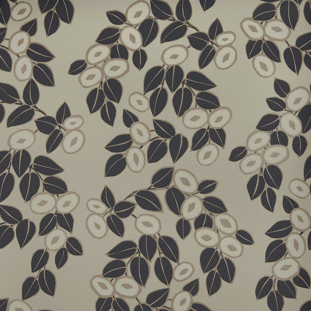 1907-136-03 - Rosetta Wallpaper - Jet Black - 1838 wallcoverings