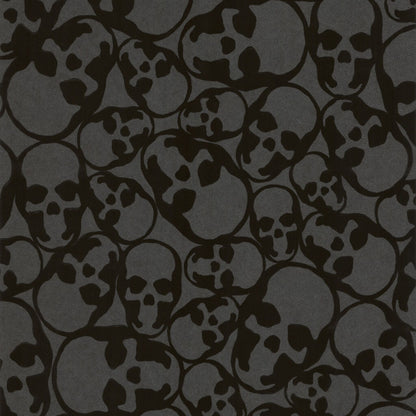 19911 - Skulls Flock Wallpaper - Black - Graham & Brown