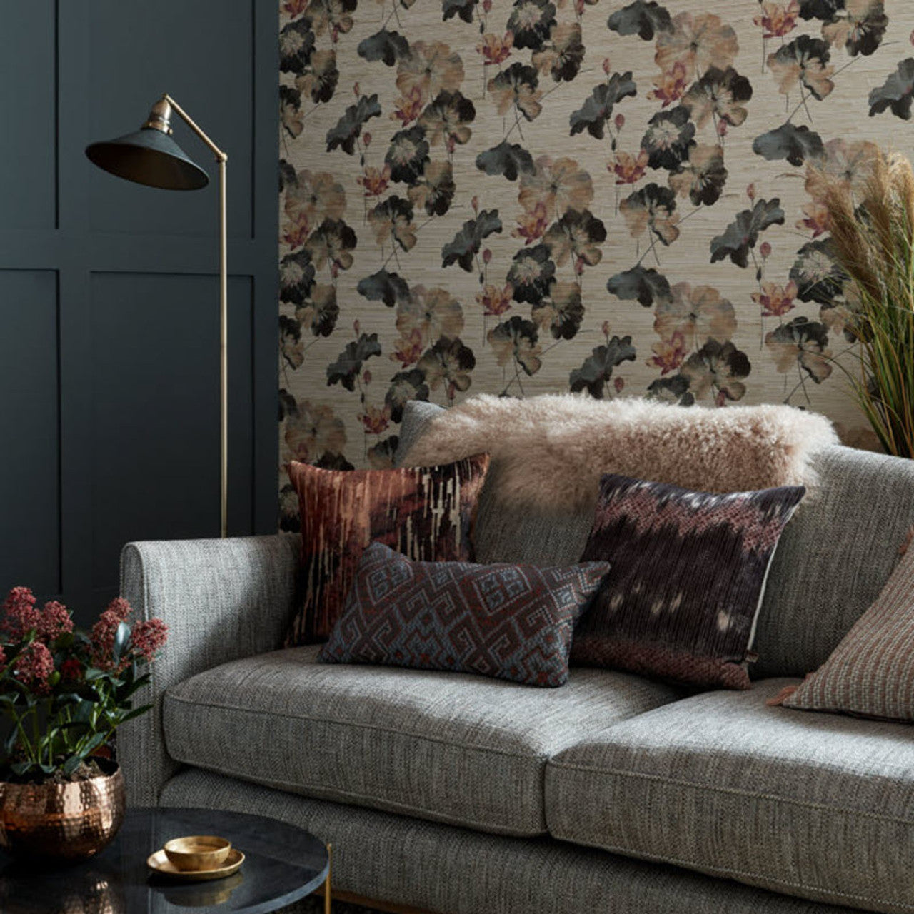 2008-143-01 - Water Lilies Grasscloth Wallpaper - Bracken - 1838 wallcoverings