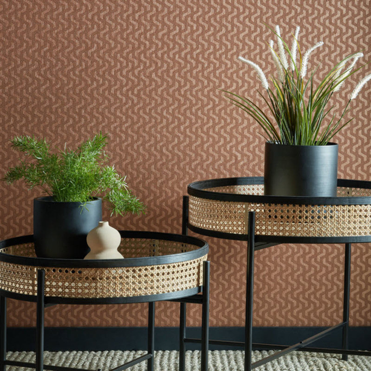 2008-147-02 - Rattan Wallpaper - Burnt Orange - 1838 wallcoverings