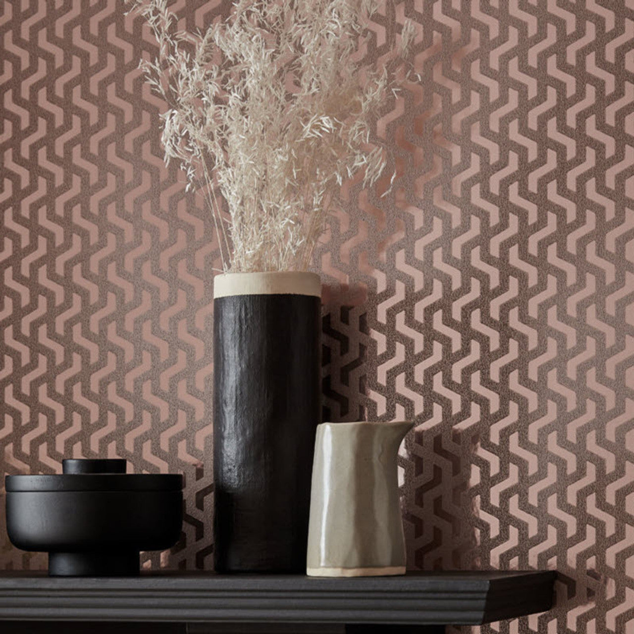 2008-147-04 - Rattan Foil Wallpaper - Rose Gold - 1838 wallcoverings