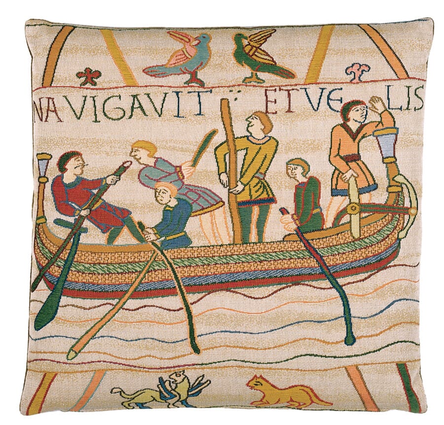 Bayeux Oarsmen Tapestry Cushion with Feather Filler 