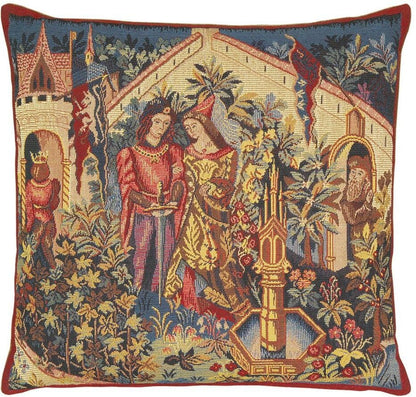 King Arthur-Camelot Tapestry Cushion with Feather Filler 