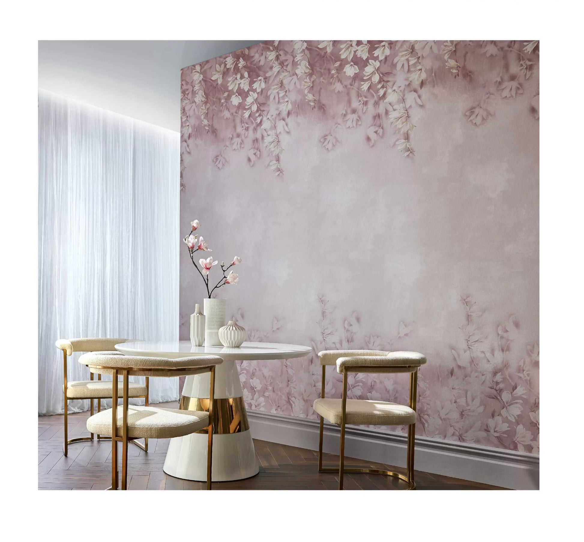 2109-158-02 - Trailing Magnolia Wall Mural - Blush - 1838 wallcoverings