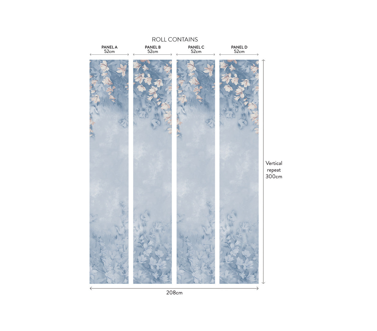 2109-158-03 - Trailing Magnolia Wall Mural - Chambray - 1838 wallcoverings