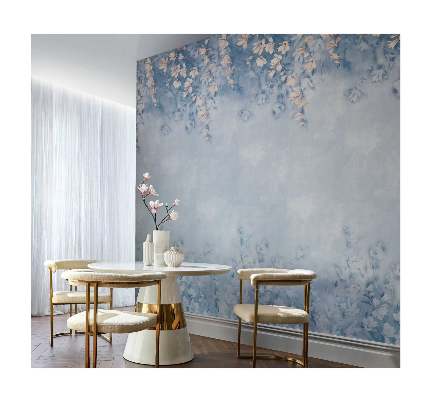 2109-158-03 - Trailing Magnolia Wall Mural - Chambray - 1838 wallcoverings
