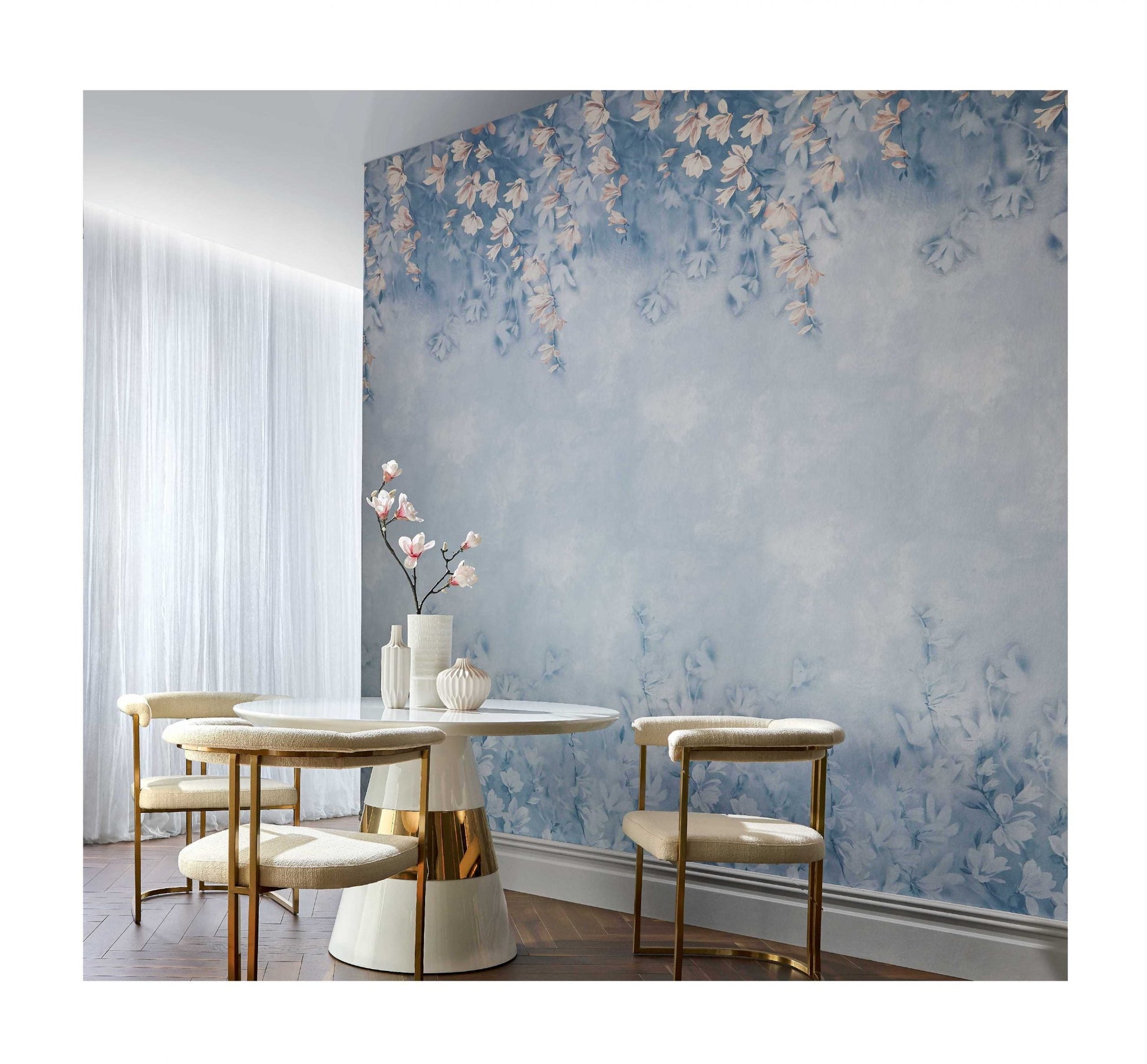 2109-158-03 - Trailing Magnolia Wall Mural - Chambray - 1838 wallcoverings