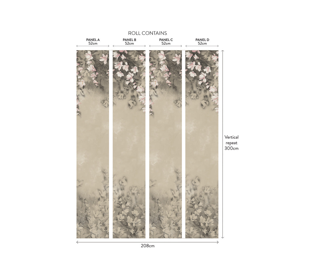 2109-158-04 - Trailing Magnolia Wall Mural - Burnished - 1838 wallcoverings