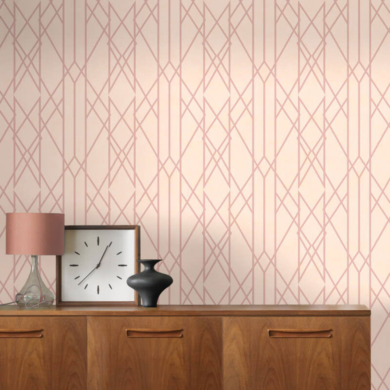 215106 - Kristina Geo Wallpaper - Blush & Rose Gold Metallic  - Rasch