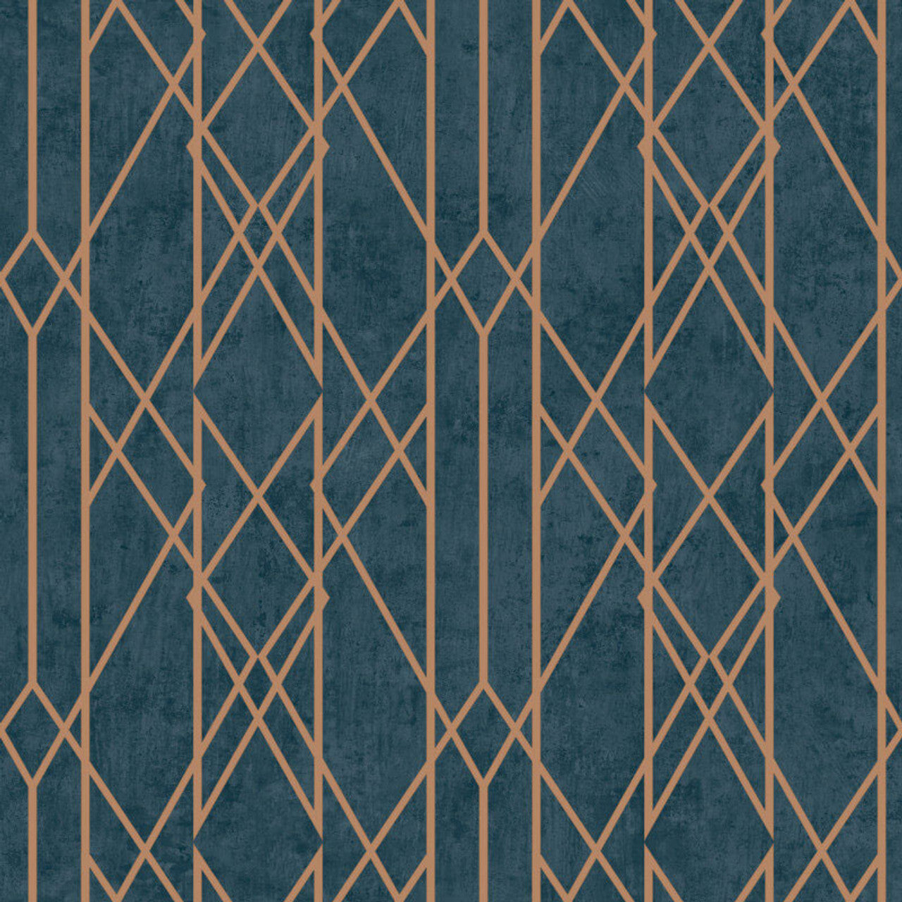 215144 - Kristina Geo Wallpaper - Navy Blue & Gold Metallic  - Rasch