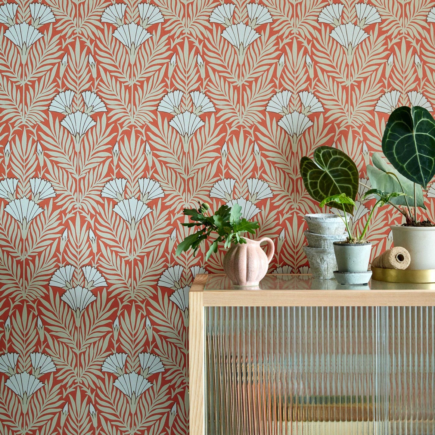 2311-171-02 - Floral Fanfare Wallpaper - Coral - 1838 wallcoverings