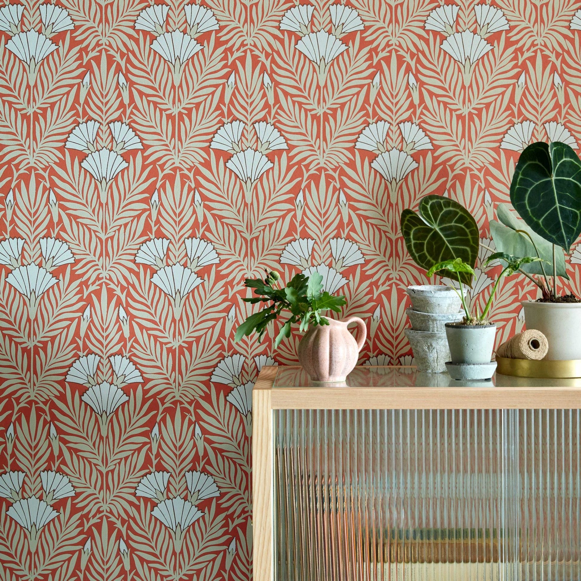 2311-171-02 - Floral Fanfare Wallpaper - Coral - 1838 wallcoverings