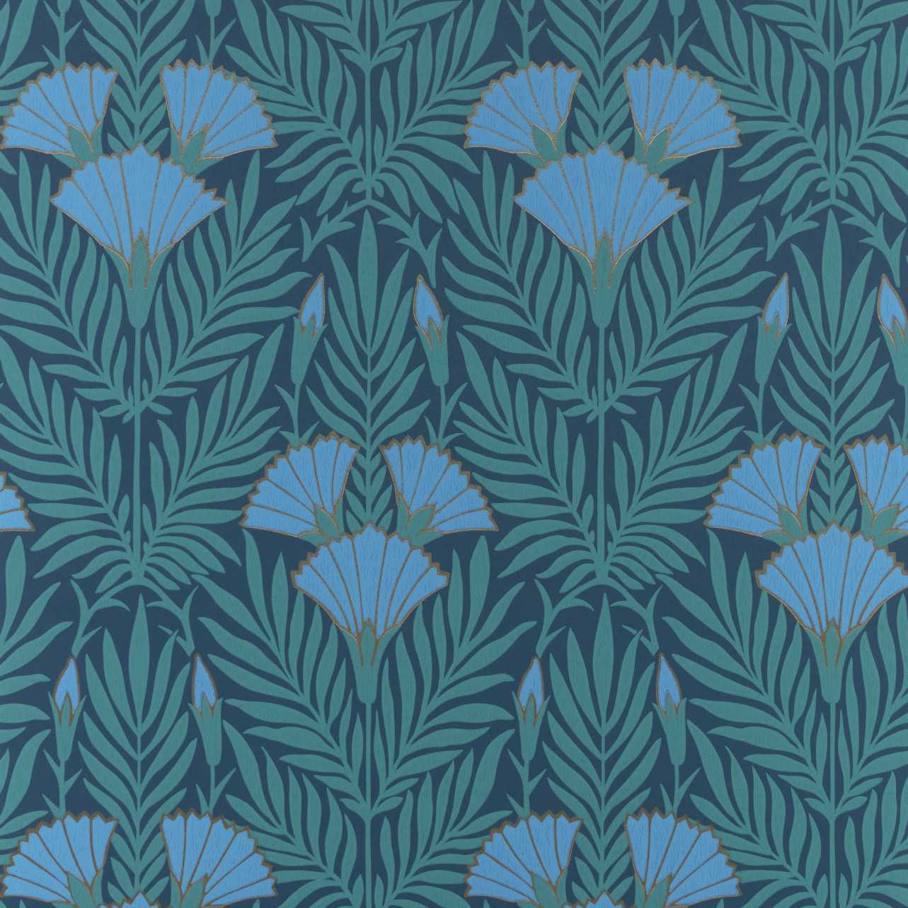 2311-171-04 - Floral Fanfare Wallpaper - Cornflower - 1838 wallcoverings