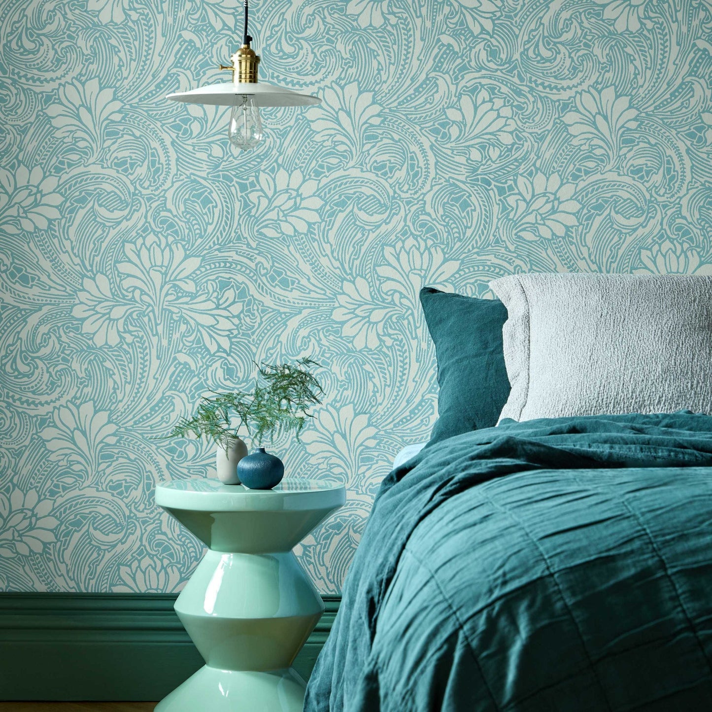 2311-173-03 - Eden Wallpaper - Soft Teal - 1838 wallcoverings