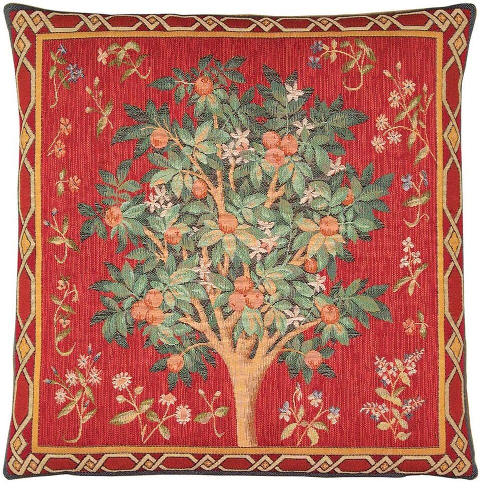 Medieval Tree Tapestry Cushion with Feather Filler 
