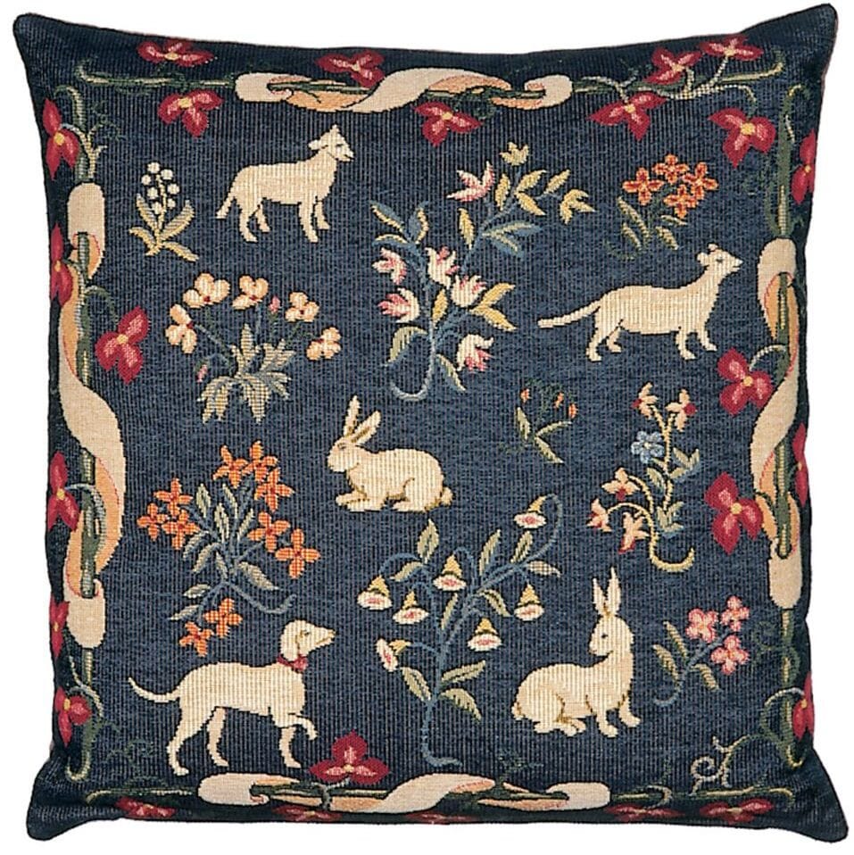 Medieval Animals Tapestry Cushion with Feather Filler 