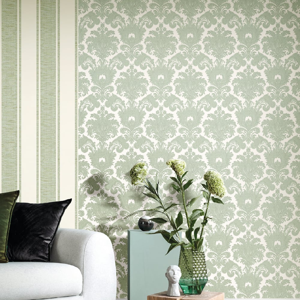 Classic Italian Scrolling Damask Wallpaper