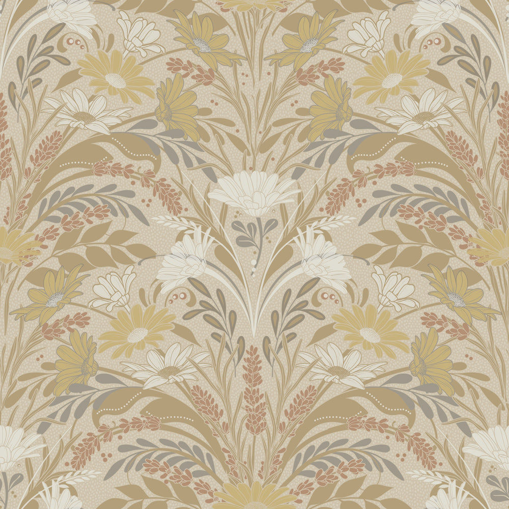 24118 - Varmdo Wallpaper - Beige & Yellow - Midbec