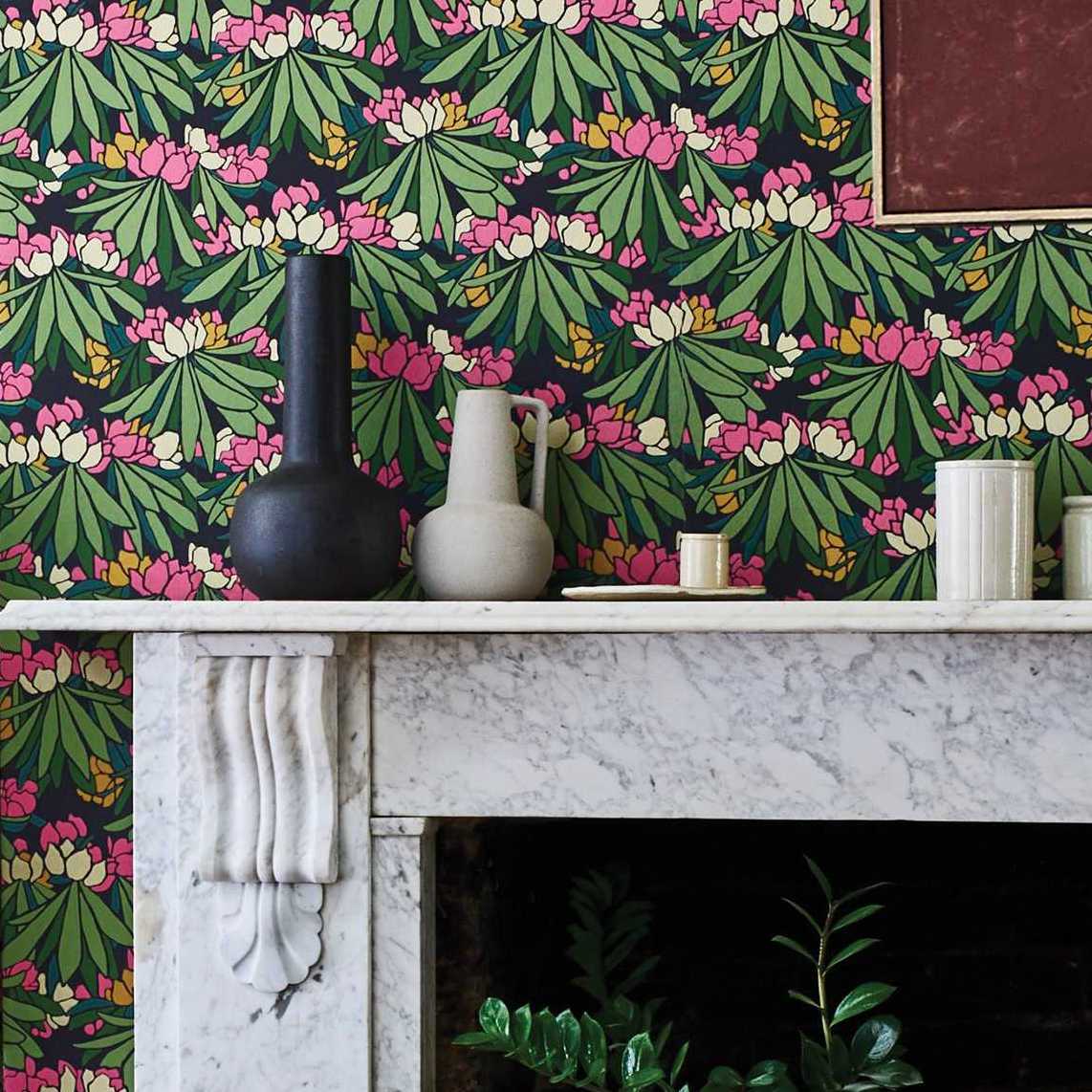 2412-176-01 - Rhododendron Wallpaper - Magenta - 1838 wallcoverings
