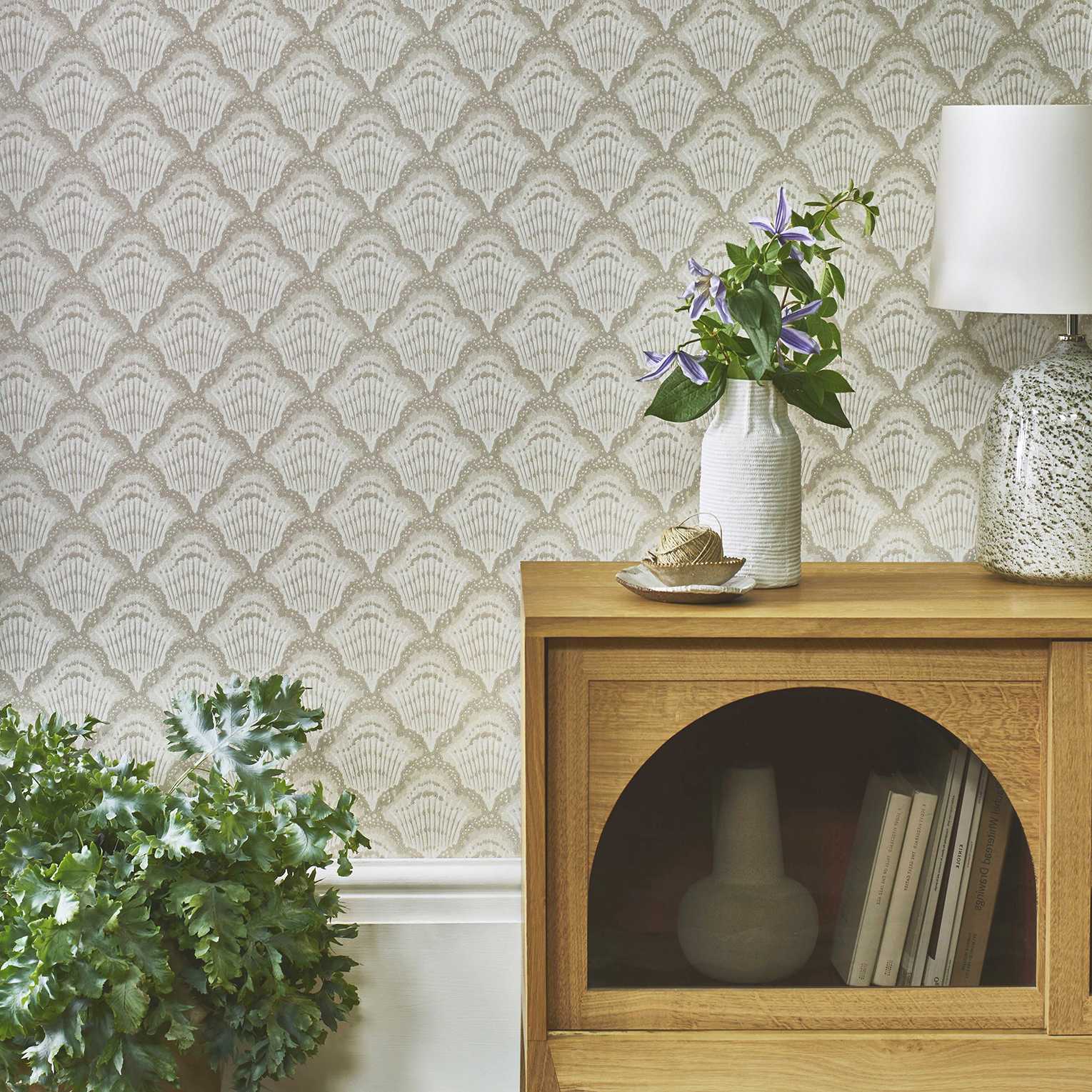 2412-179-01 - Calico Shell Wallpaper - Ivory - 1838 wallcoverings