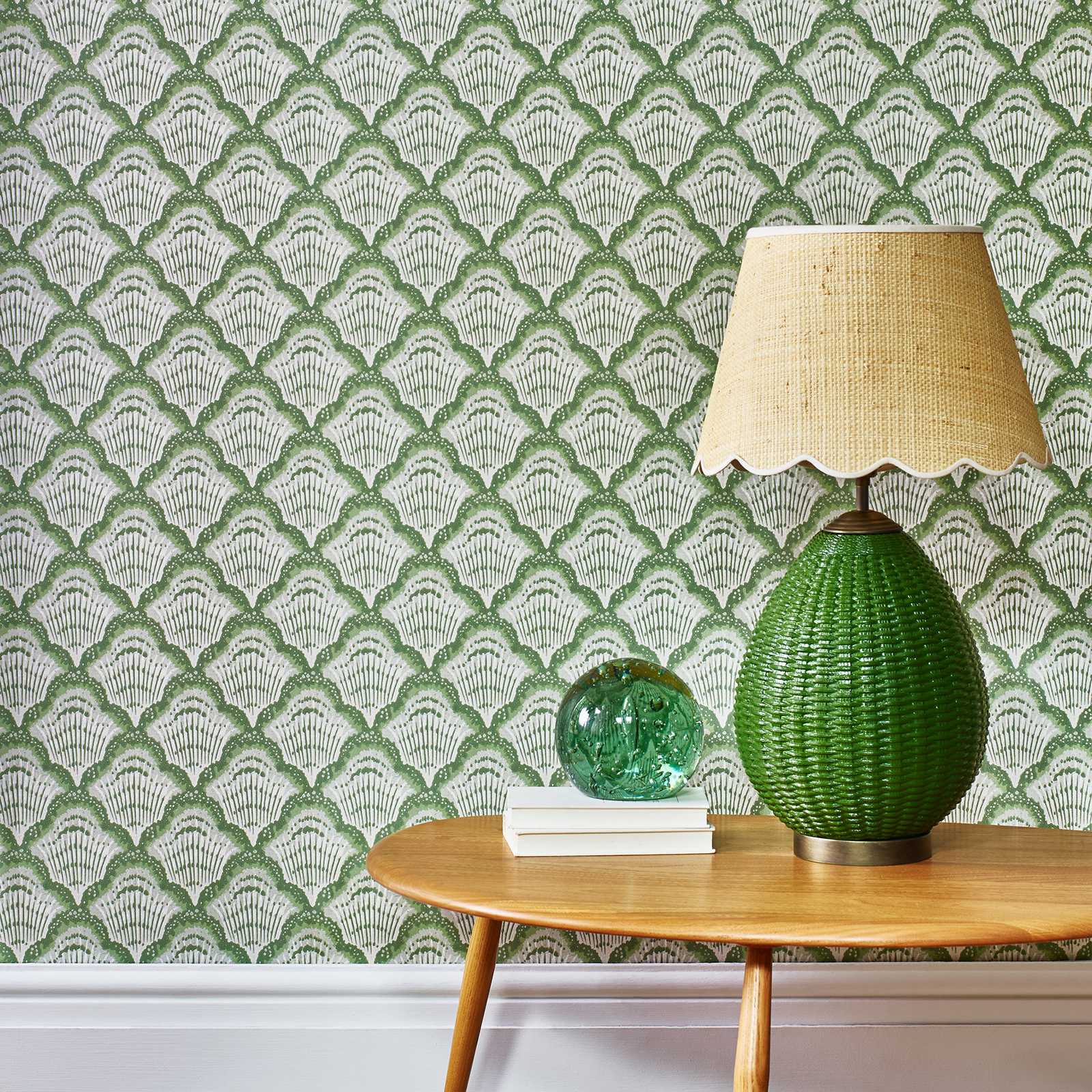 2412-179-02 - Calico Shell Wallpaper - Verde - 1838 wallcoverings